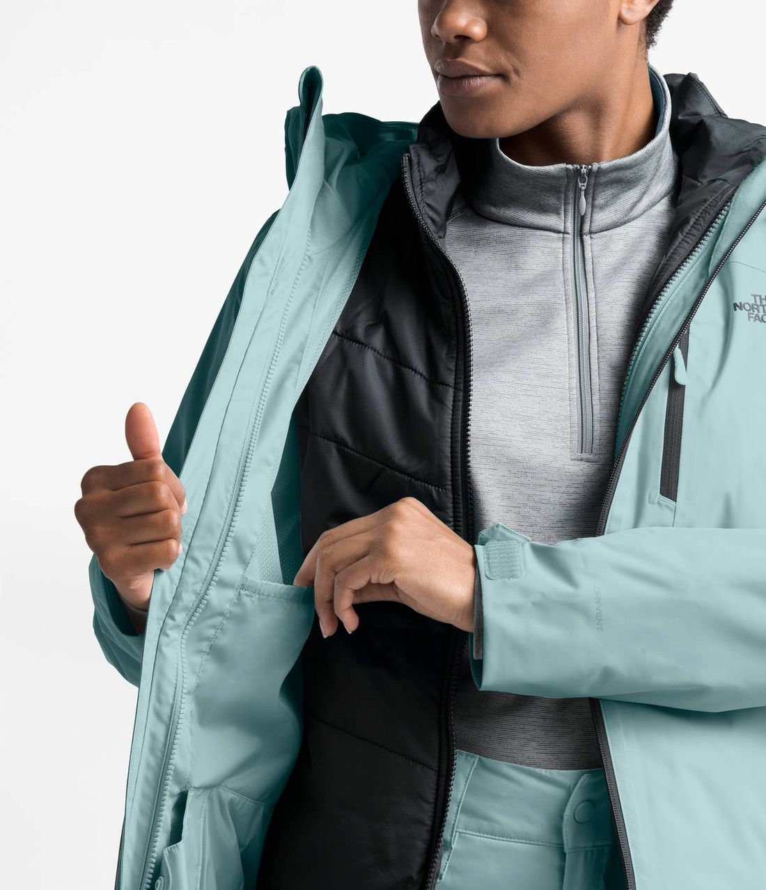 The north face clementine jacket unzipped