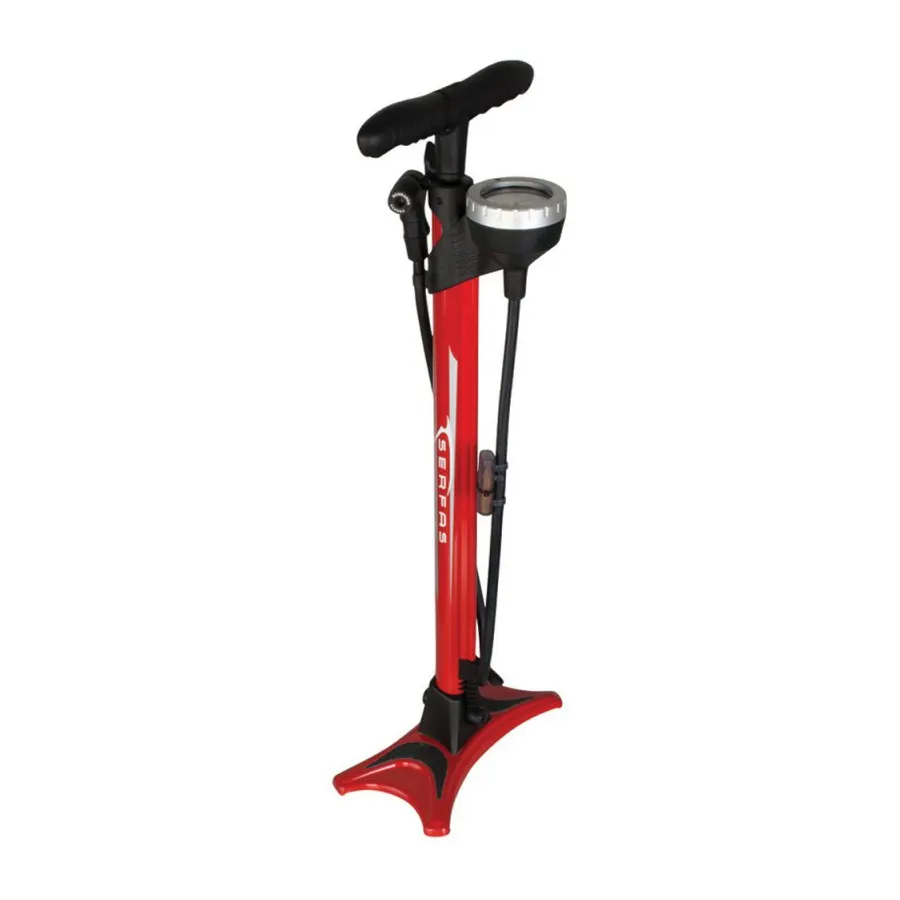 Red bike floor pump