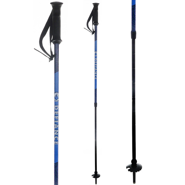 kids defiance brand adjustable ski poles in blue