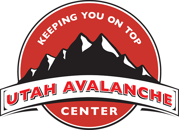Black and red Utah Avalanche Center logo stating 'keeping you on top'